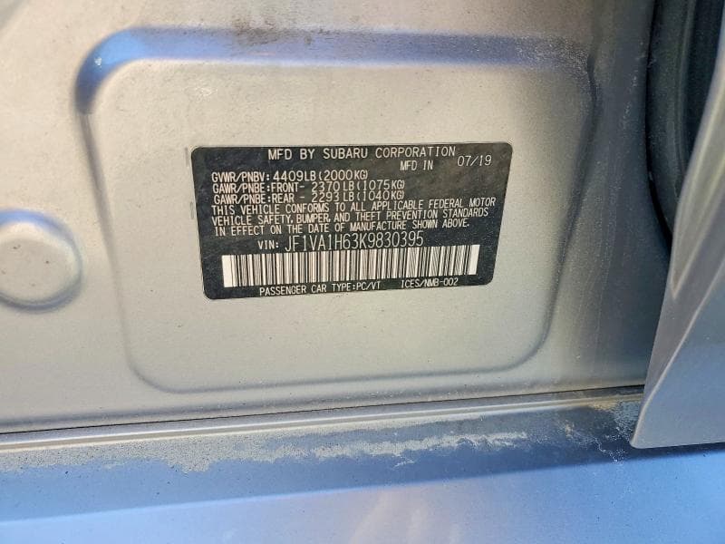 2019 SUBARU WRX LIMITED LIMITED 12