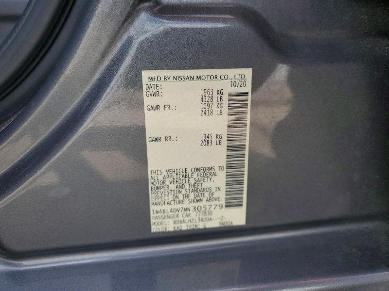2021 NISSAN ALTIMA 2.5 SV 12