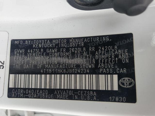 2018 TOYOTA CAMRY SE 13