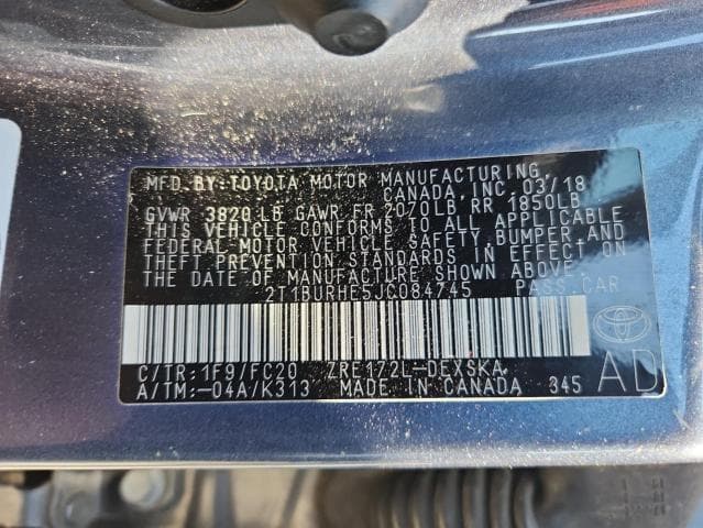 2018 TOYOTA COROLLA 13