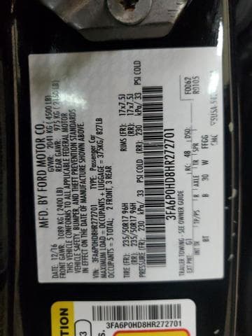 2017 FORD FUSION SE 13