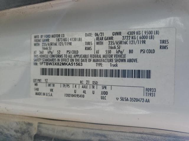 2021 FORD TRANSIT DELIVERY VAN 13