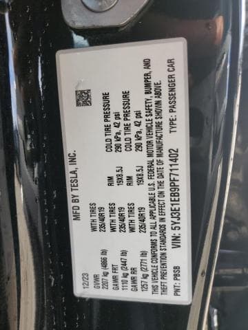 2023 TESLA MODEL 3 12
