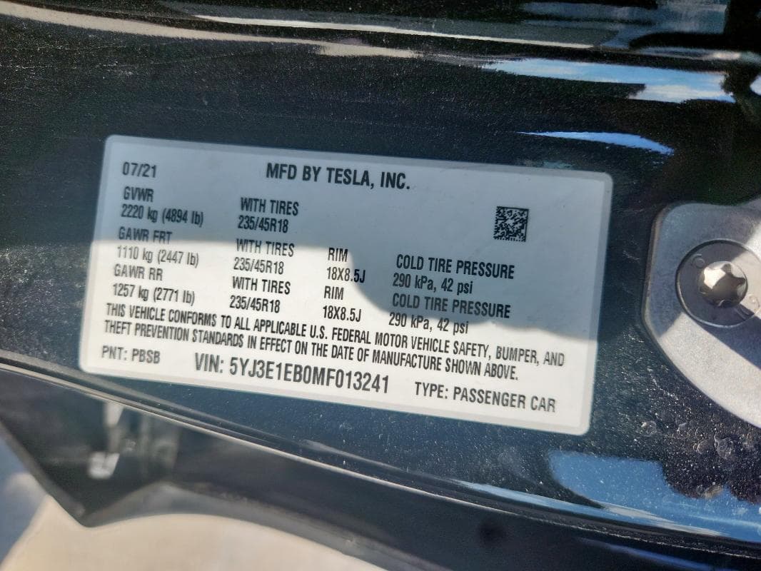 2021 TESLA MODEL 3 12