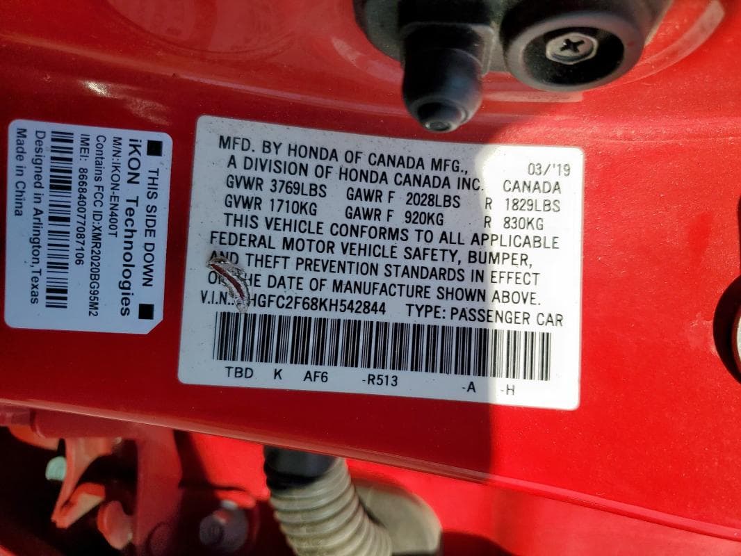 2019 HONDA CIVIC LX 12