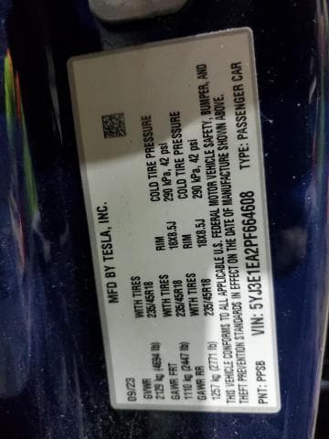 2023 TESLA MODEL 3 12