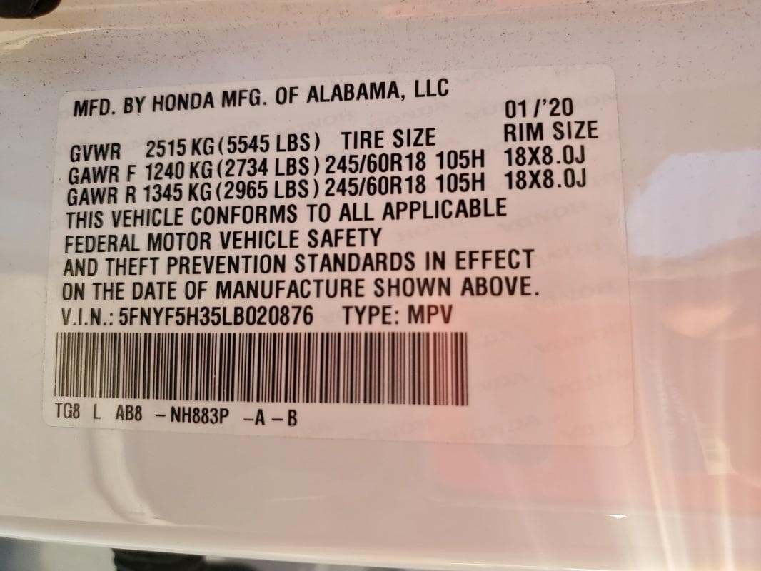 2020 HONDA PILOT EX EX 13