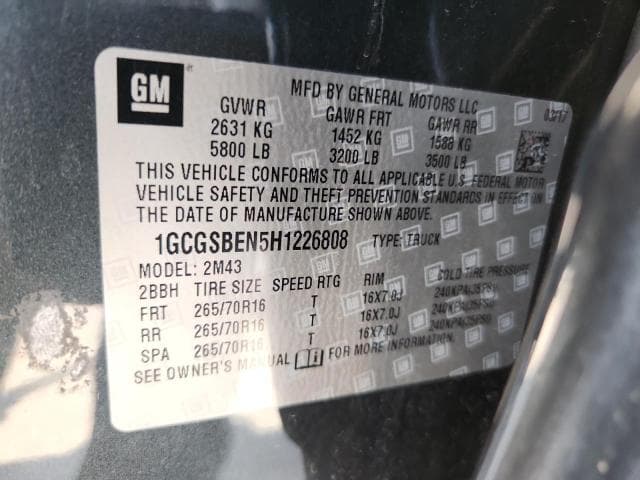 2017 CHEVROLET COLORADO 12
