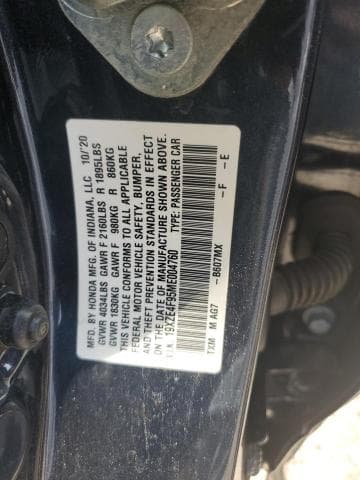 2021 HONDA INSIGHT TOURING TOURING 12