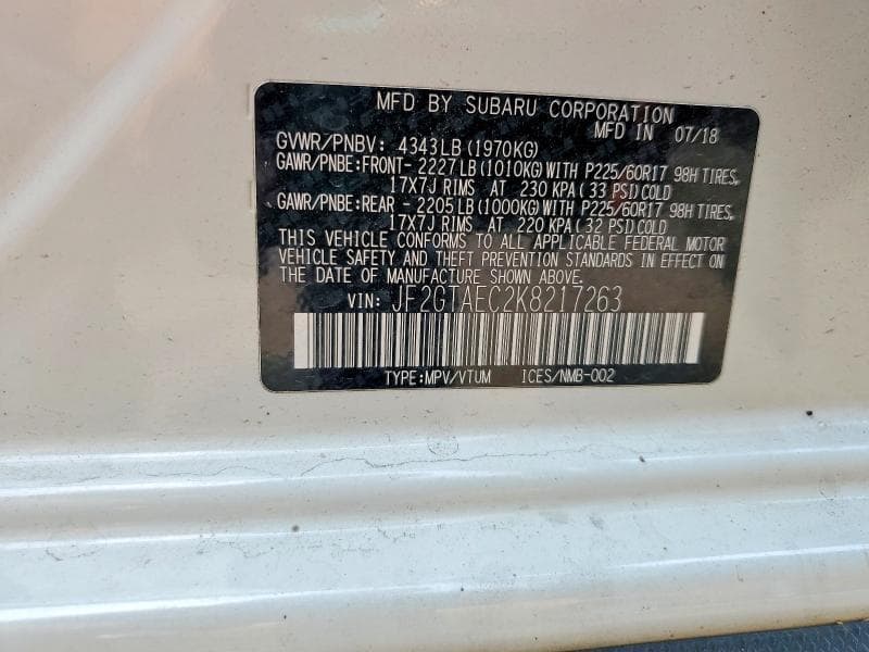 2019 SUBARU CROSSTREK PREMIUM 12