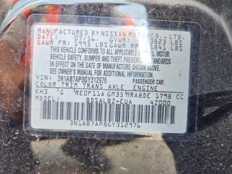 2016 NISSAN SENTRA S S 12