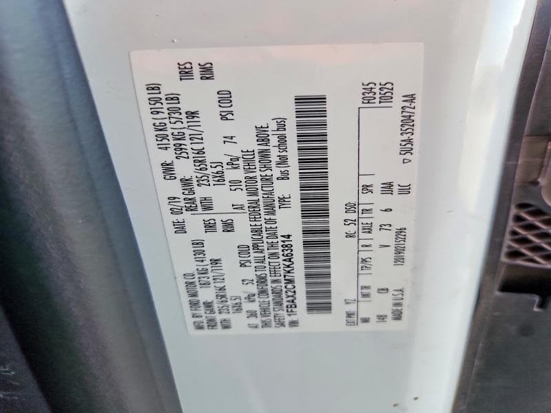 2019 FORD TRANSIT T-350 14