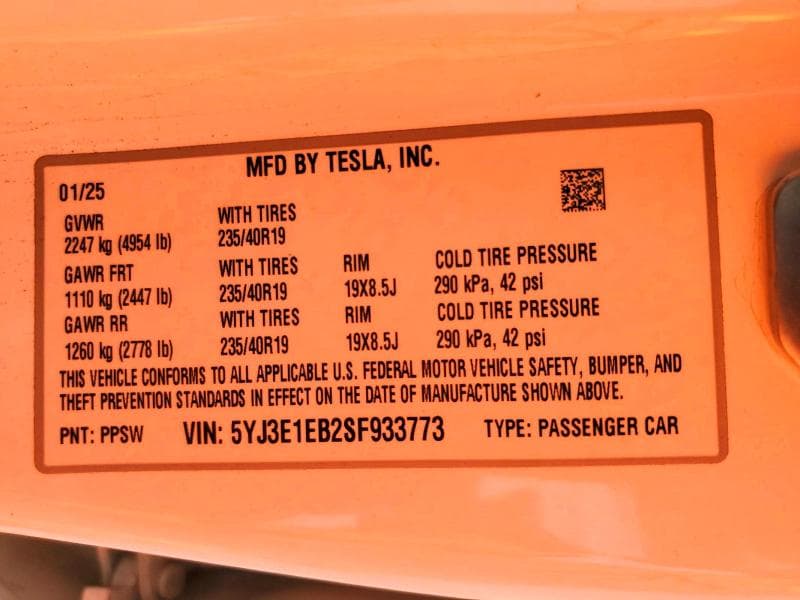 2025 TESLA MODEL 3 12