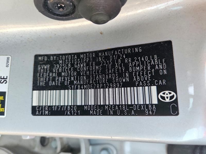 2024 TOYOTA COROLLA LE 12