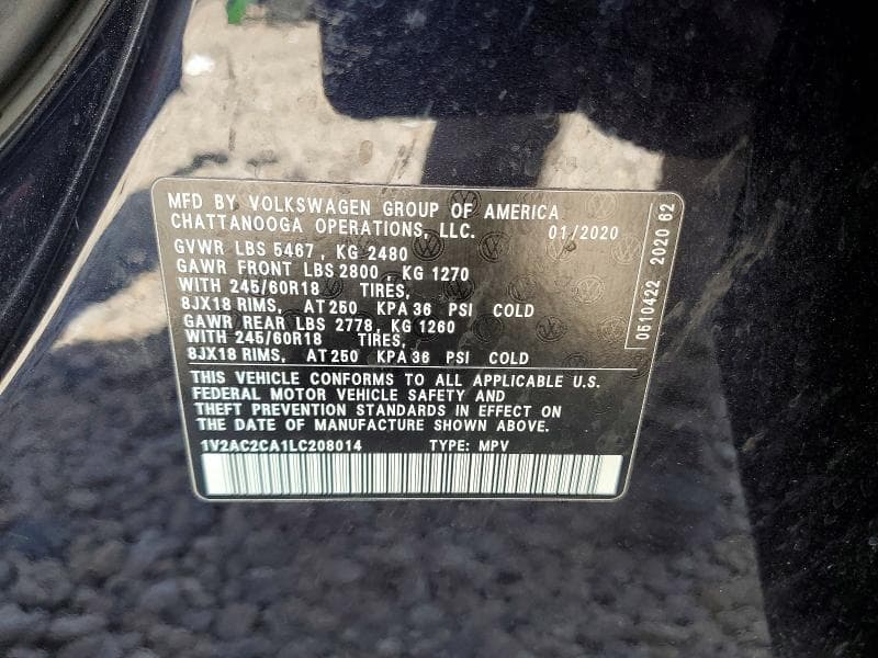 2020 VOLKSWAGEN ATLAS CROSS SPORT S 12