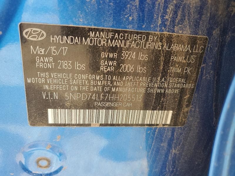 2017 HYUNDAI ELANTRA SE 12