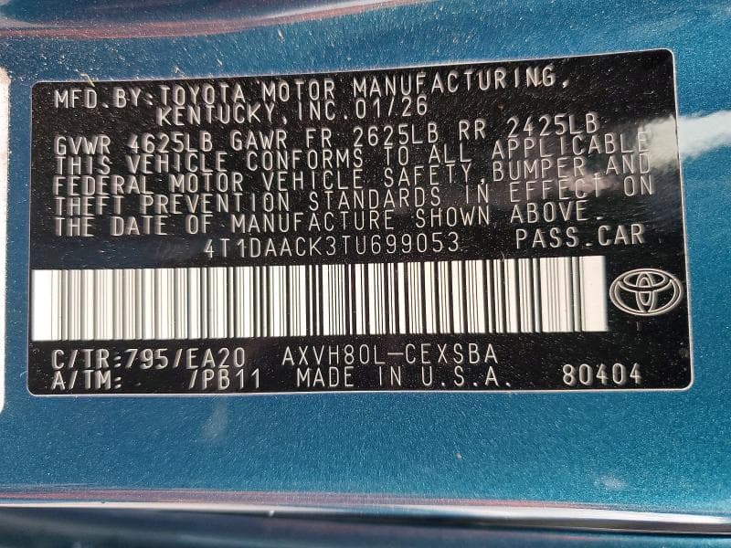2026 TOYOTA CAMRY SE 12