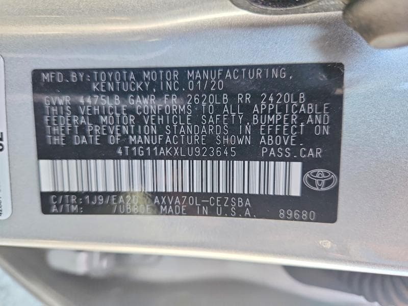2020 TOYOTA CAMRY SE SE 12