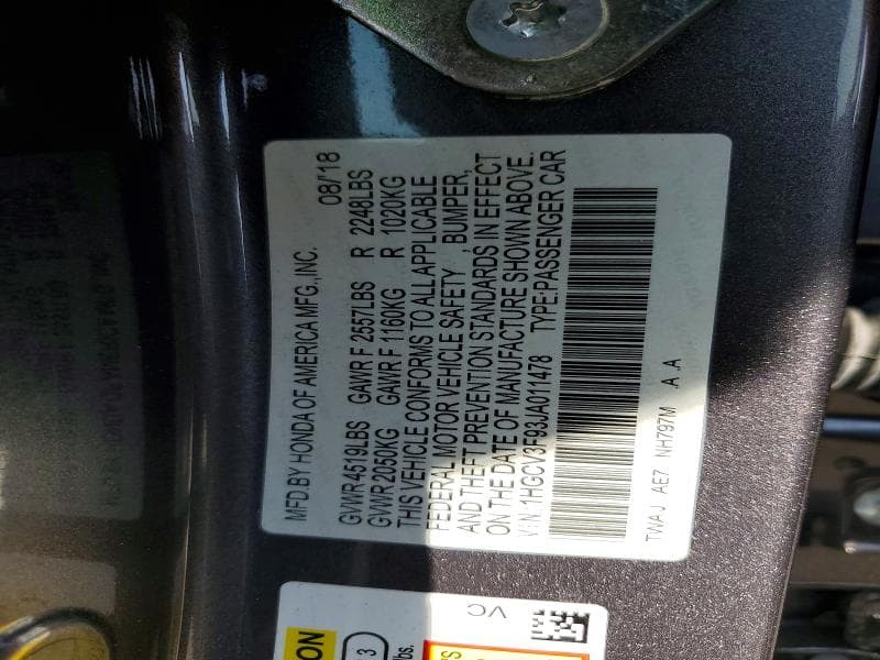 2018 HONDA ACCORD TOURING HYBRID 12