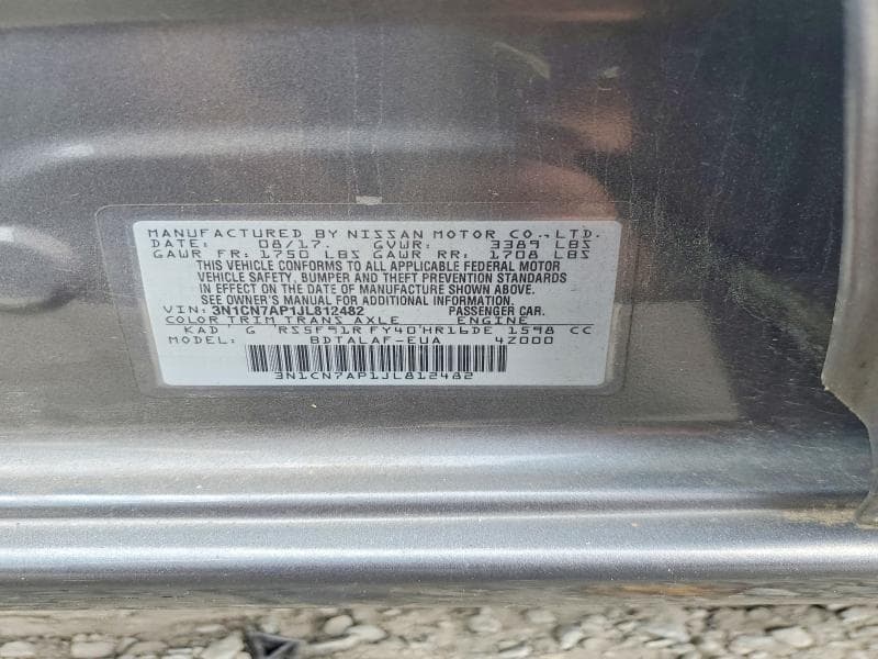 2018 NISSAN VERSA S 12