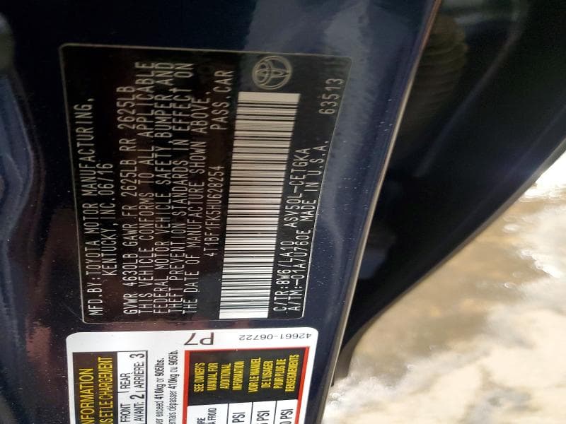 2017 TOYOTA CAMRY XLE XLE 13