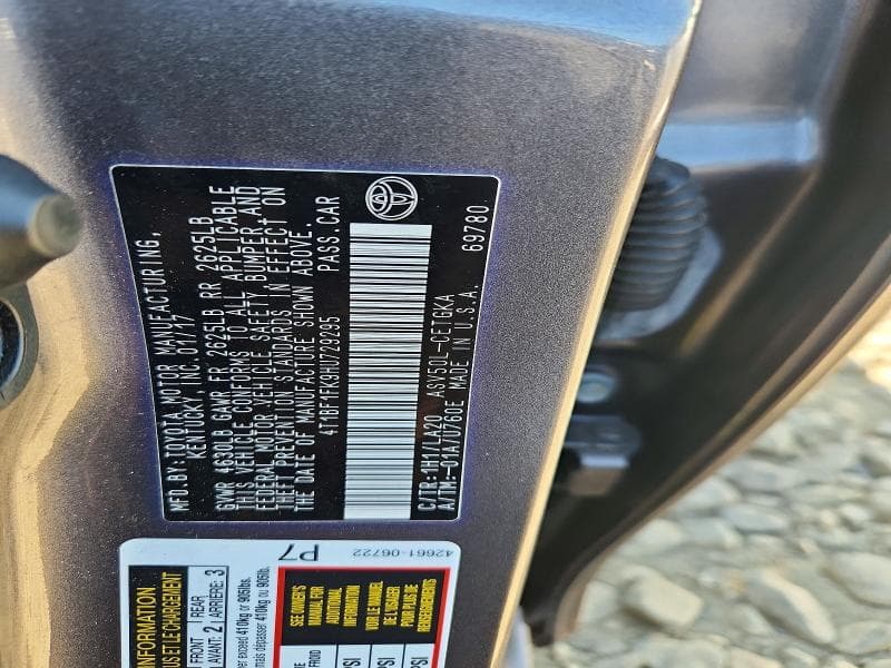 2017 TOYOTA CAMRY XLE 12
