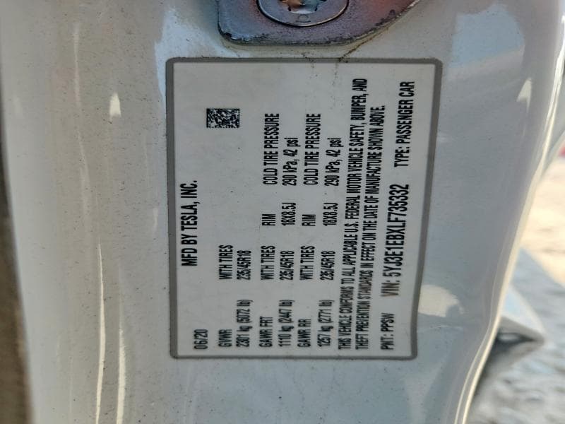 2020 TESLA MODEL 3 13