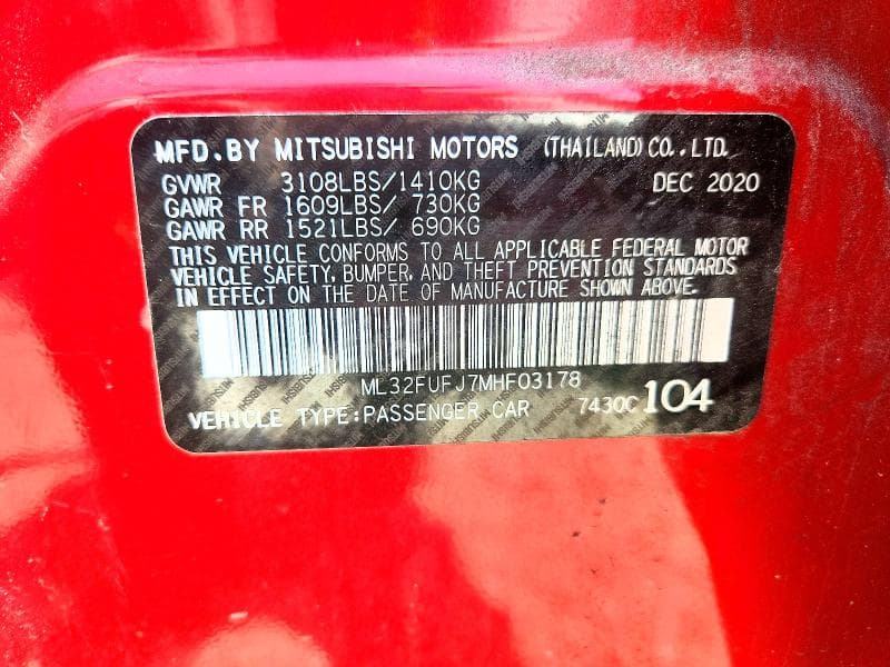 2021 MITSUBISHI MIRAGE G4 ES 12