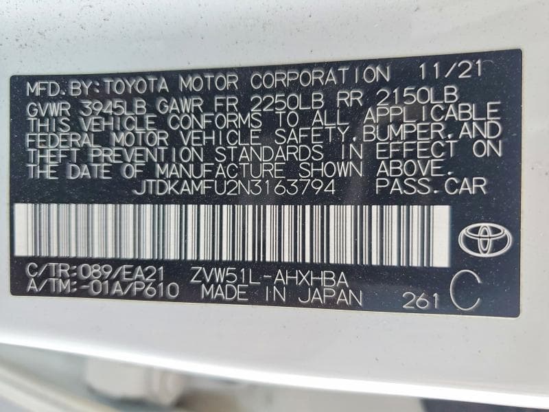 2022 TOYOTA PRIUS LIMITED 12