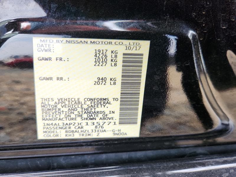 2018 NISSAN ALTIMA 2.5 SR 12