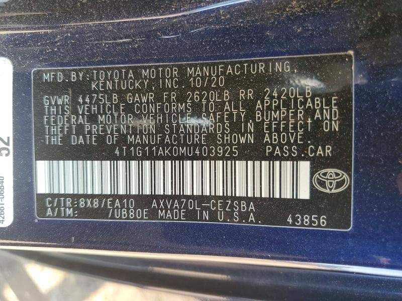 2021 TOYOTA CAMRY SE 13