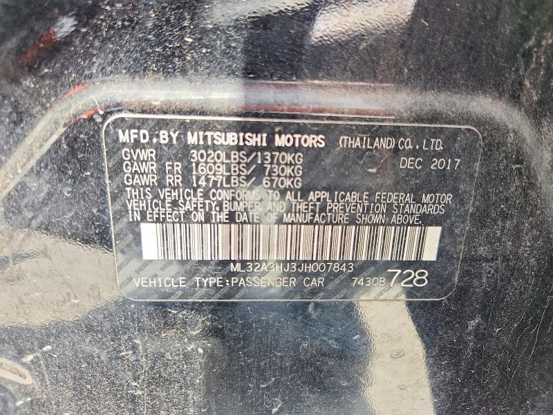 2018 MITSUBISHI MIRAGE ES ES 14