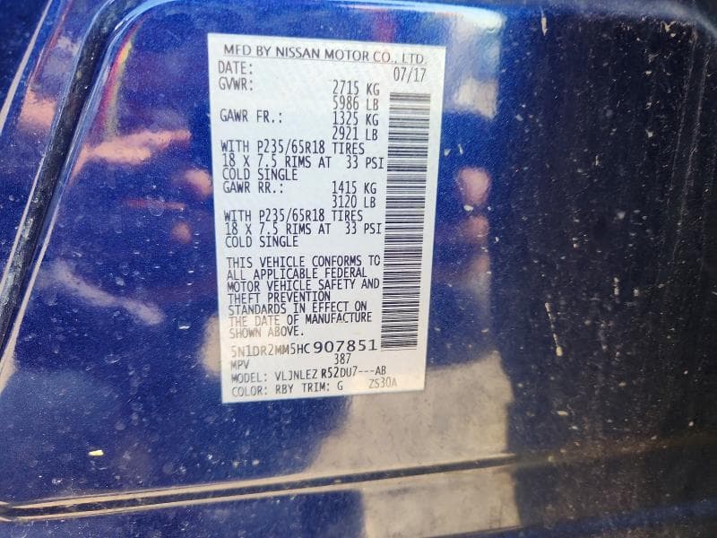 2017 NISSAN PATHFINDER SV SV 13