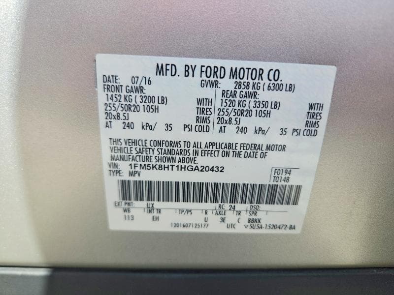 2017 FORD EXPLORER PLATINUM 14
