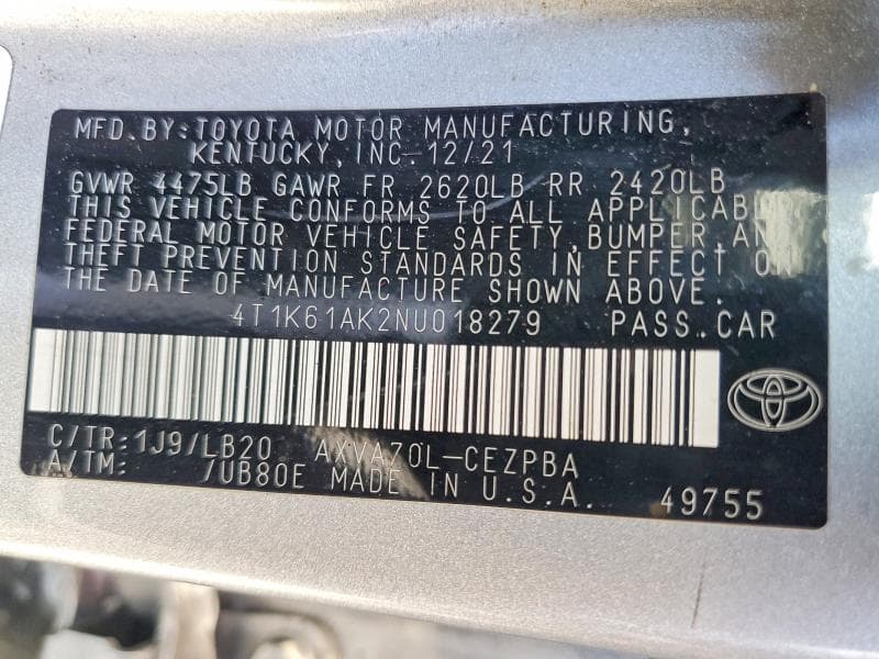 2022 TOYOTA CAMRY XSE 13