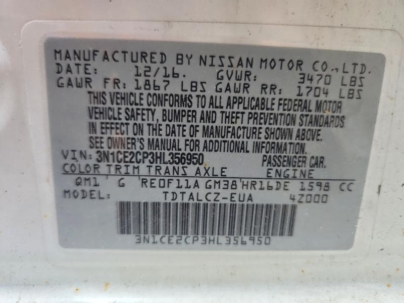 2017 NISSAN VERSA NOTE S PLUS S PLUS 12