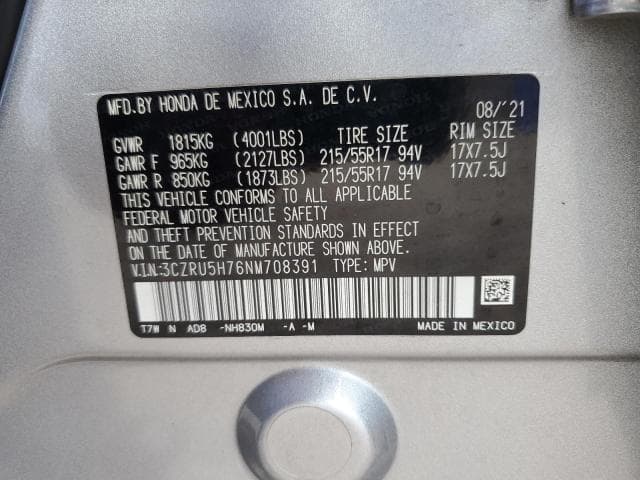 2022 HONDA HR-V EXL EXL 13