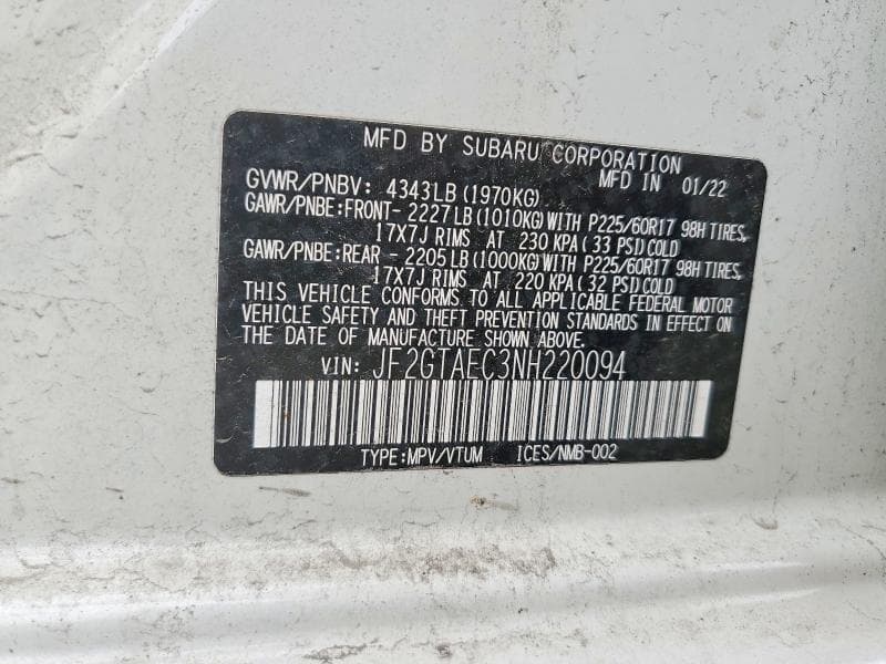 2022 SUBARU CROSSTREK PREMIUM 12