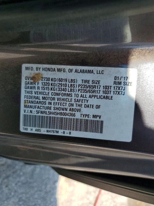 2017 HONDA ODYSSEY EX 13