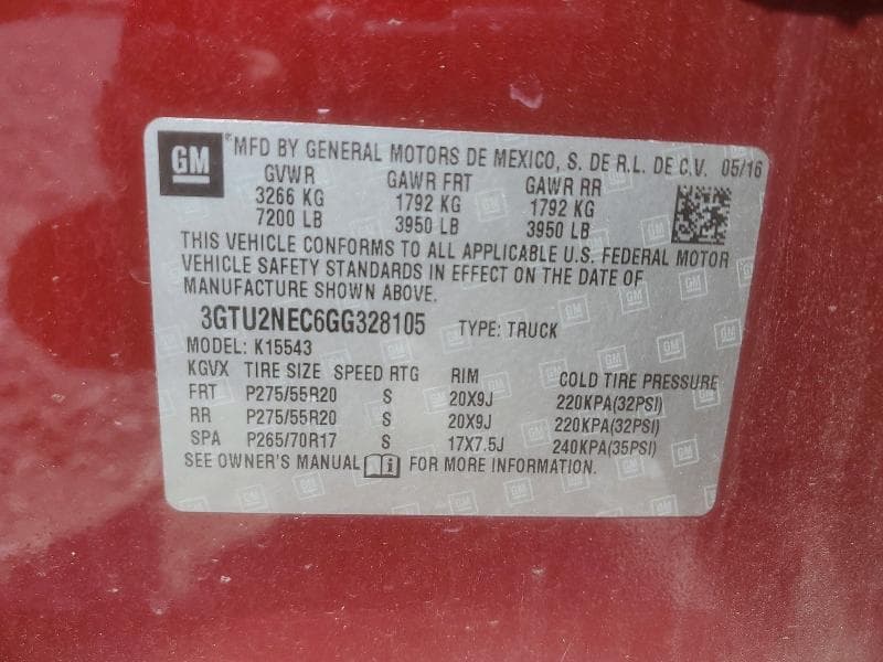 2016 GMC SIERRA K1500 SLT 12
