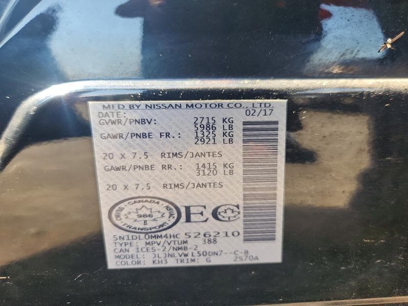2017 INFINITI QX60 BASE BASE 12