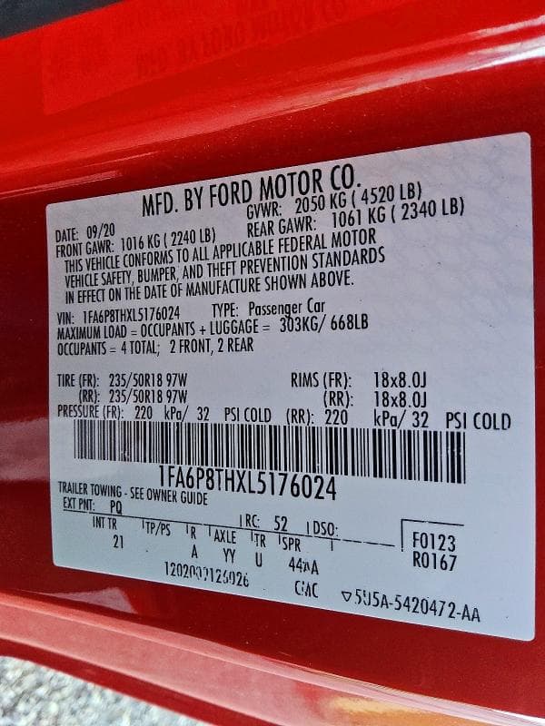 2020 FORD MUSTANG 12