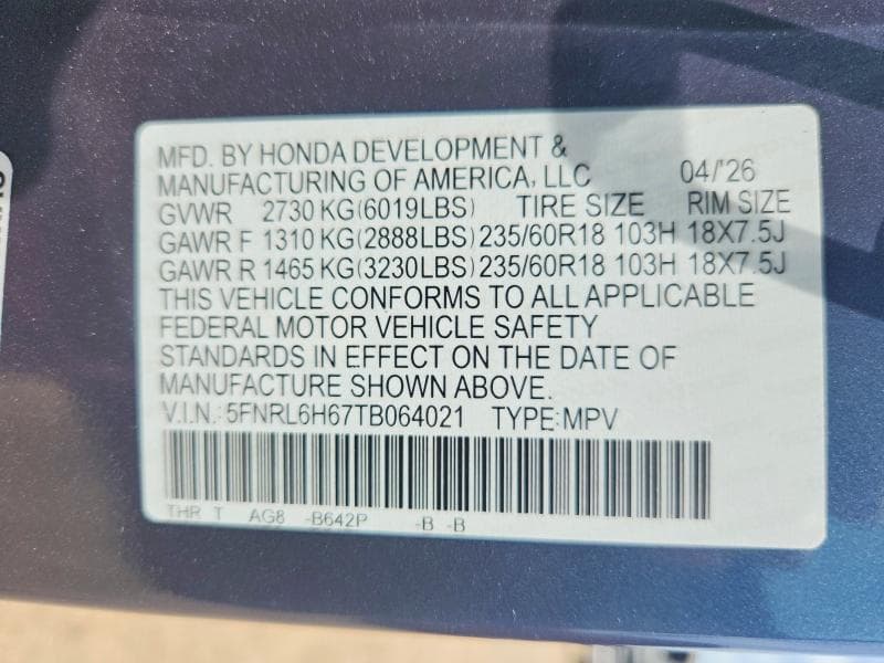 2026 HONDA ODYSSEY EXL 13