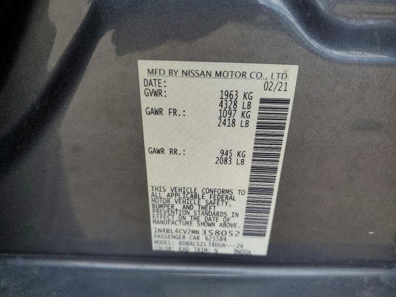 2021 NISSAN ALTIMA SR 13
