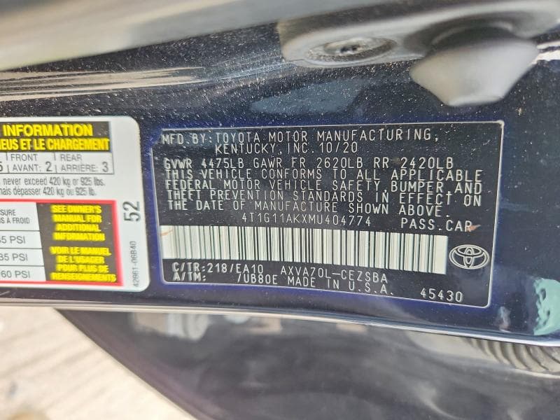 2021 TOYOTA CAMRY SE 13