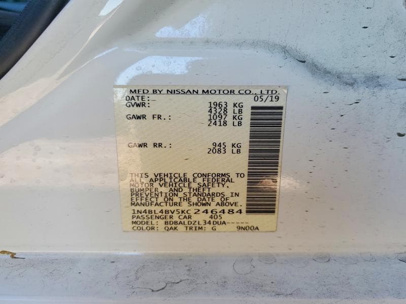 2019 NISSAN ALTIMA S 12