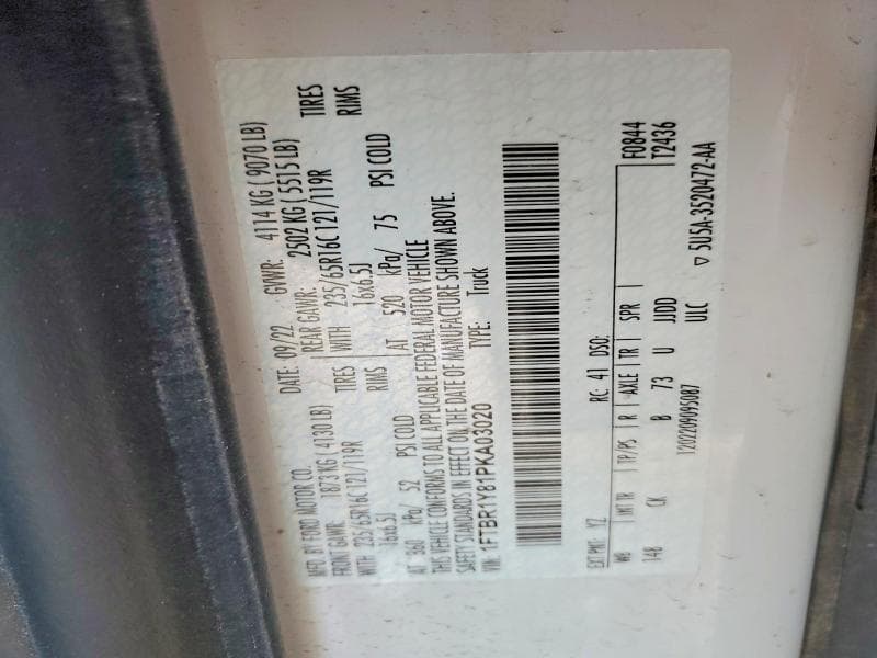 2023 FORD TRANSIT T-250 CARGO T-250 15