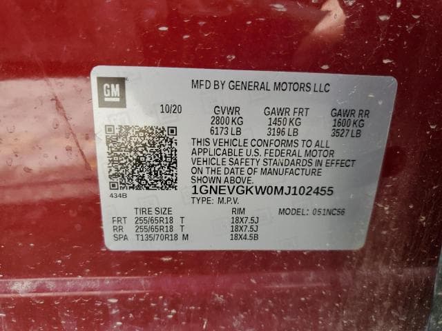 2021 CHEVROLET TRAVERSE LT 14
