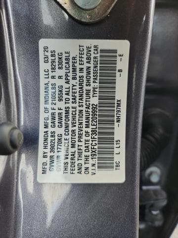 2020 HONDA CIVIC EX EX 12