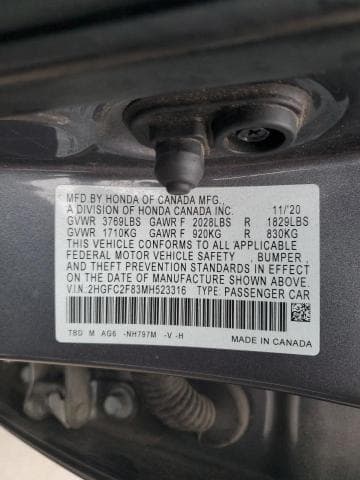 2021 HONDA CIVIC SPORT 13
